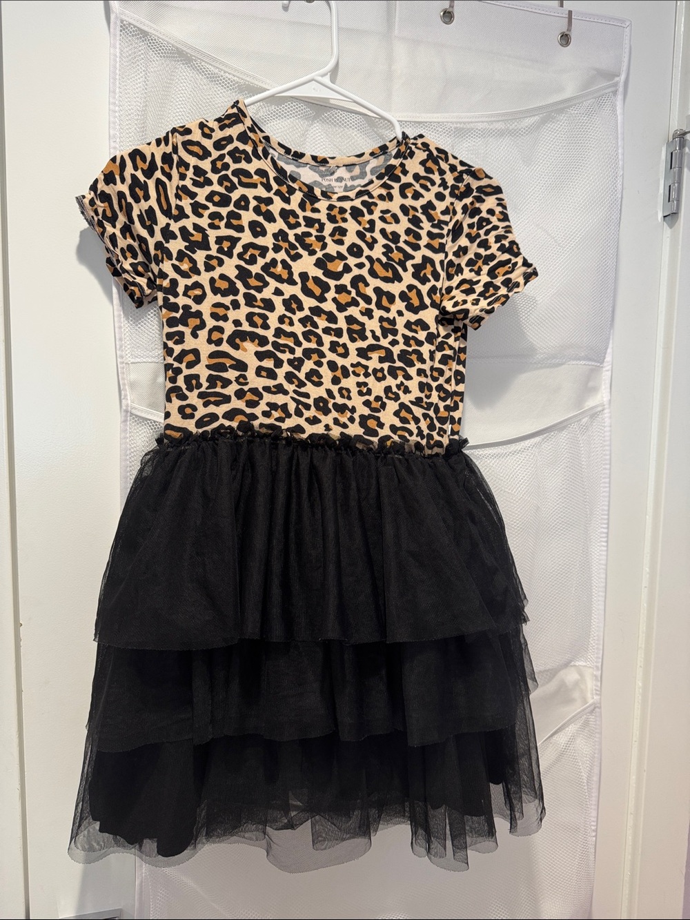 Posh Peanut Leopard Print Top with Black Tulle Skirt Dress